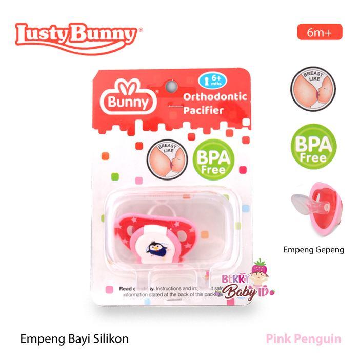 Promo Murah Lusty Bunny Pacifier Orthodontic Silicone Empeng Bayi 6m+ DP-2003 - Penguin Pink Terlari