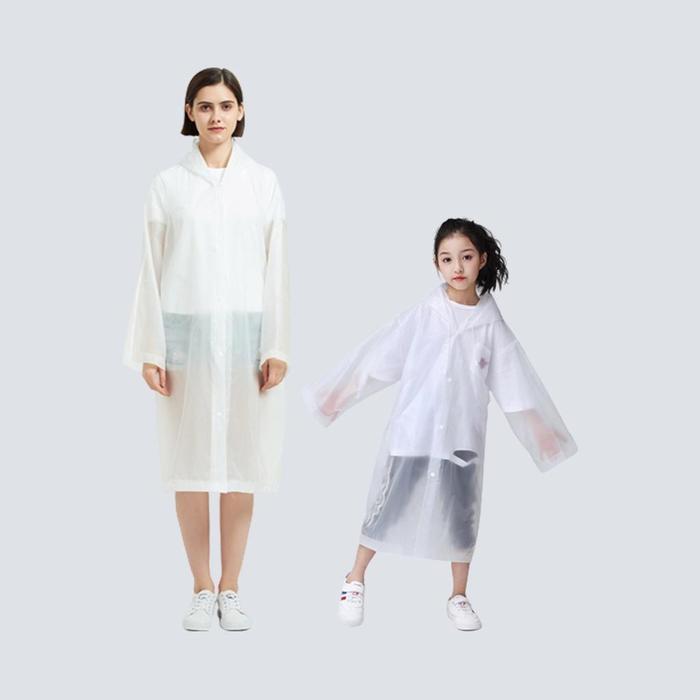 BISA COD J5530 Jas Hujan EVA Tebal / Jas Hujan Transparan Anak dan Dewasa Plastik - Putih, Anak