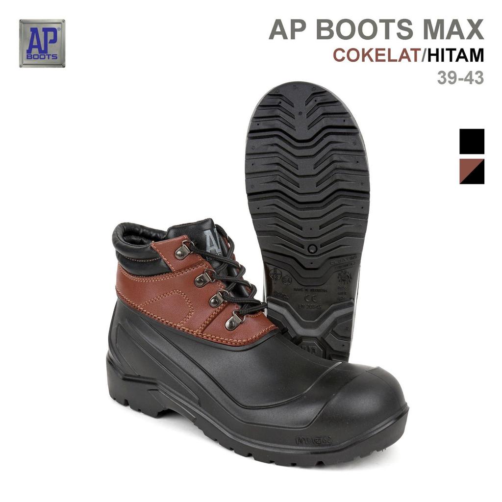 AP Boots AP MAX Coklat Hitam - Sepatu Safety PVC