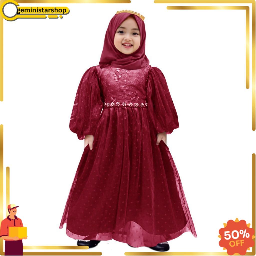 JUAL Gamis anak perempuan Elis 2-11thn / gamis anak cewek / gaun pesta anak muslim / gamis anak 4 ta