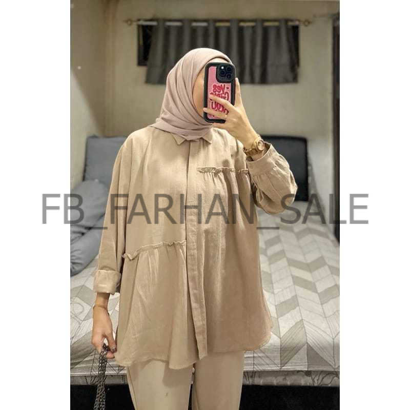 PROMO LEBARAN Cagifa blouse atasan polos wanita jumbo oversize bigsize Ld 110 120 130 140 Fr4