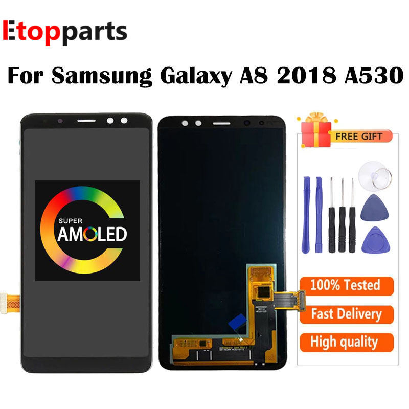 AMOLED For SAMSUNG Galaxy A8 2018 A530 LCD splay With Tou Screen gitizer Assembly Black