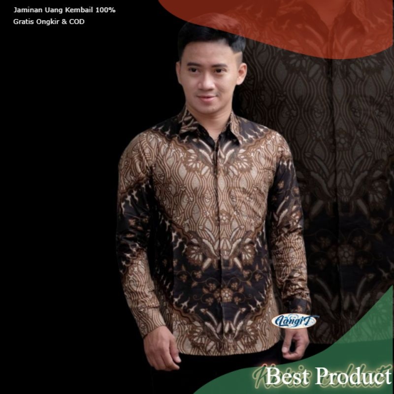 Batik Papaku - Batik Coklat Mocca Kemeja Batik Anak Laki-Laki Lengan Panjang Batik Ayah dan Anak Cow