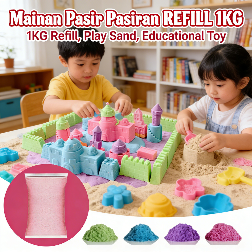 Anak Pasiran Edukasi Play Sand REFILL Mainan 1KG Ajaib / Pasir Mainan 1KG / Mainan REFILL Pasir