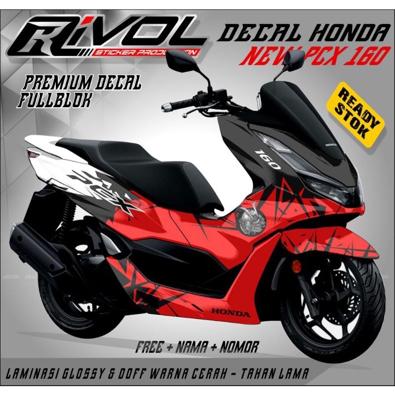 stiker variasi decal honda pcx abs 160 full body warna merah