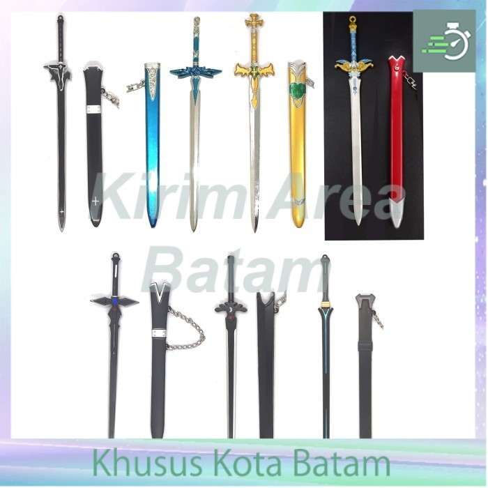 Gantungan kunci keychain pedang 22 cm sword art online eugeo blue rose