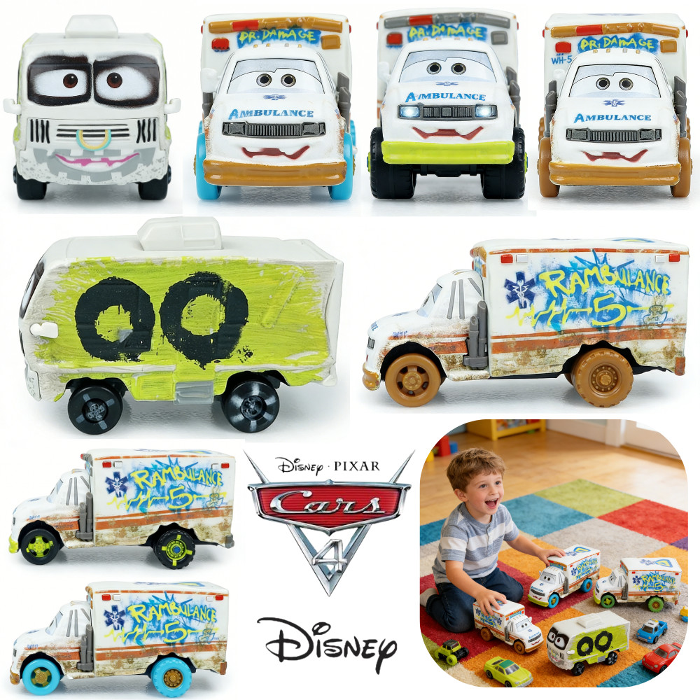 sney 2026 Pixar Cars 4 Dr. Damage Rambulance Racing Mr. Arvy Car ildren's Toy Alloy Toy Model ildren