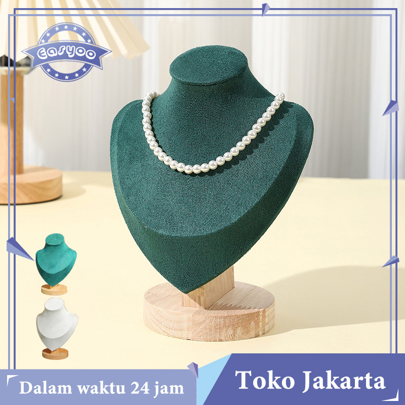 Manekin Leher Kayu Stand Display Kalung Display Kalung Leher Patung Manekin Perhiasan