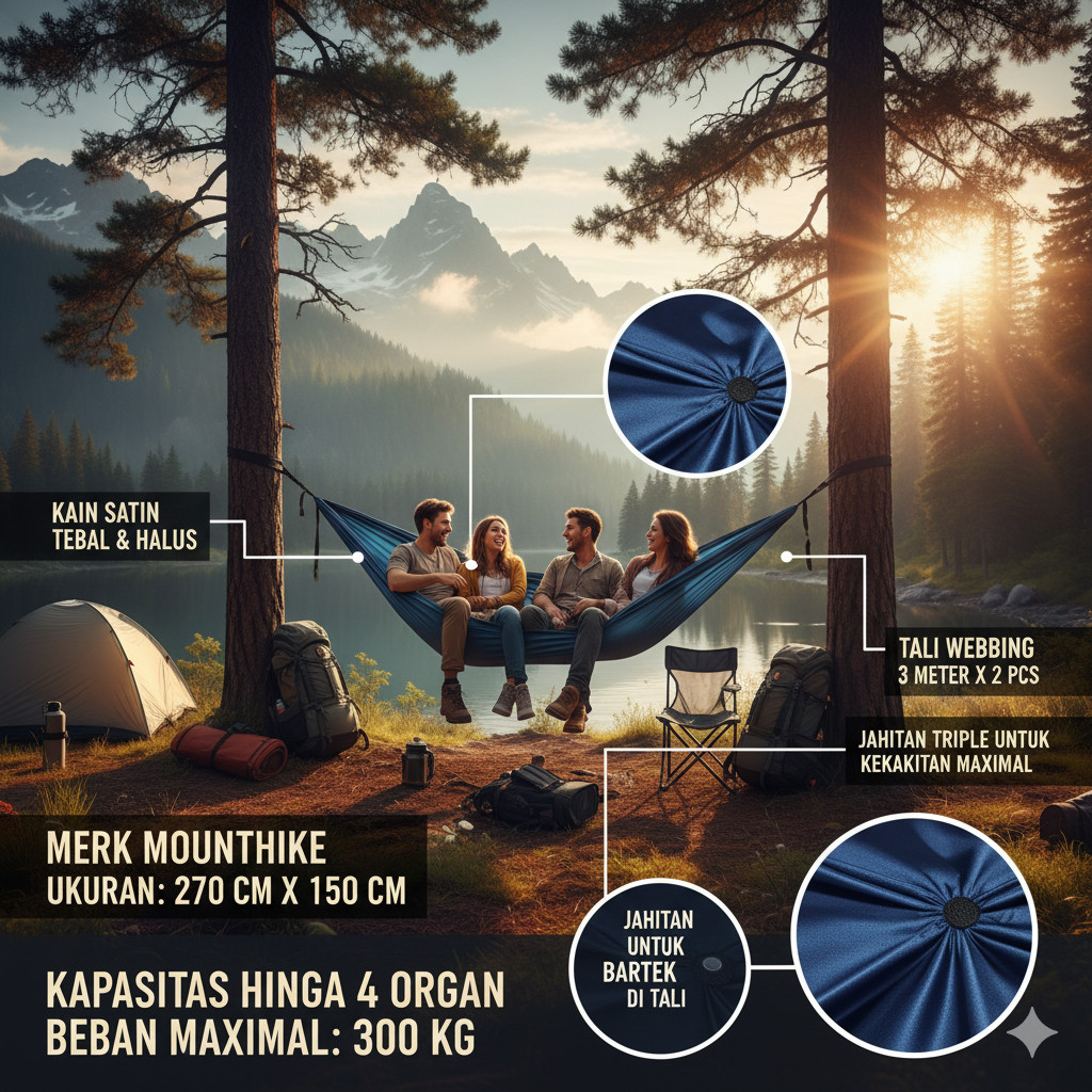 Hammock Tebal Ayunan Kain Gantung Beban 250 Kg Bahan Tebal