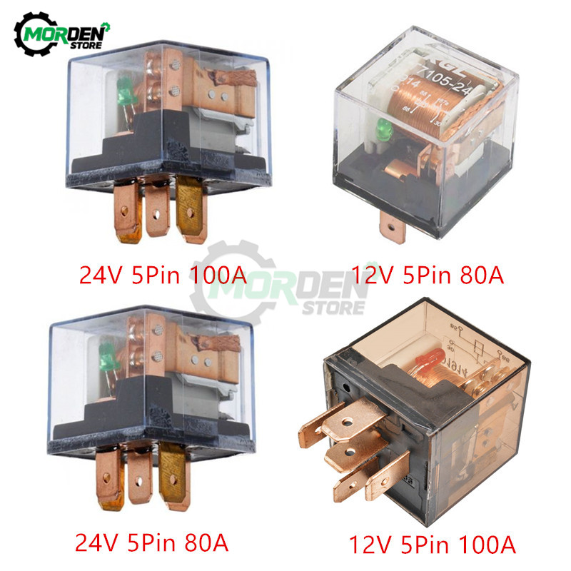 DC 12V 24V Waterproof Automotive Relay 5Pin SPDT Car Control Device 80A 100A Car Relays High Capacit
