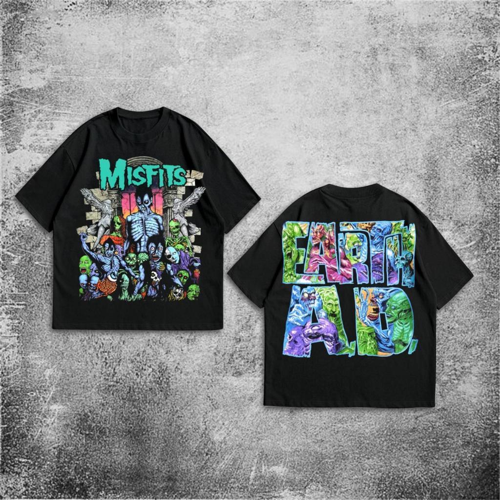 Baju Kaos P&B Oversize Misfits - T Shirt Misfits Oversize Black 20s Kaos Unisex