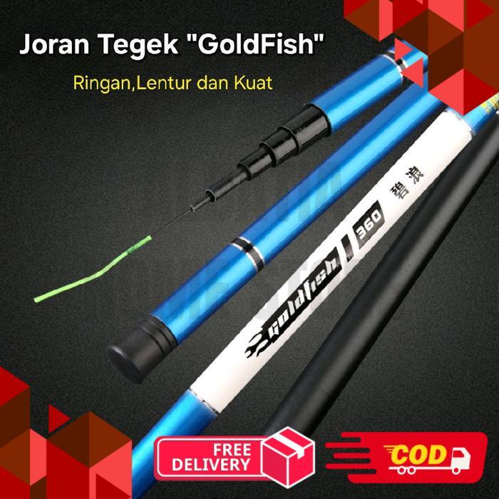 Joran Tegek GoldFish Fullset Size 2,7M - 7,2M Biru Putih Fishing Rod Murah Ringan - GoldFish 630, Jo