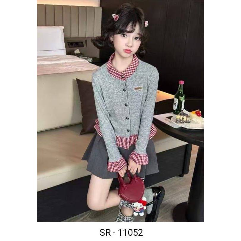 baju setelan rok mini skirt atasan cardigan korean style anak perempuan import  tanggung / sce467