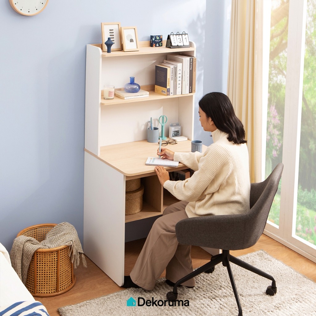 Dekoruma KISEI Meja Belajar Dengan Rak Atas / Meja Kerja