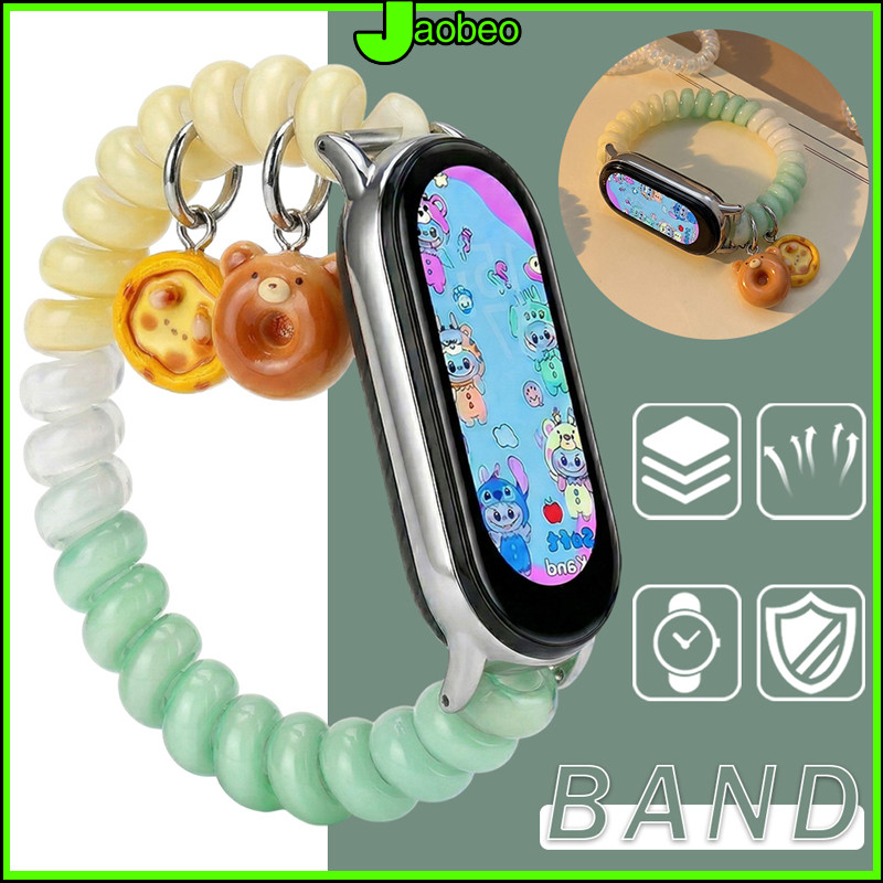 Elastic TPU Strap for Smartwatch Xiaomi Mi Band 10 9 8 Wanita Scrunchie Lucu Belt Bracelet Band Acce