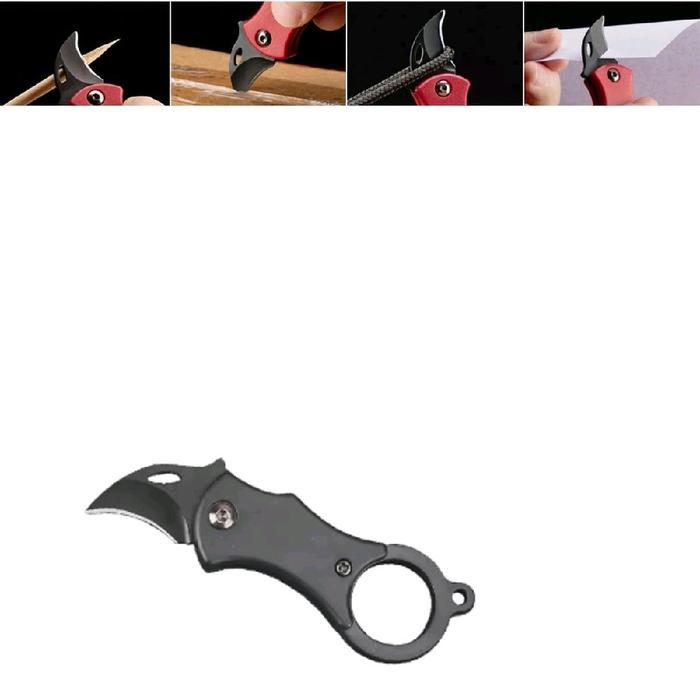 pisau saku mini kalung serbaguna untuk berkemah dan aktifitas outdoor - hitam