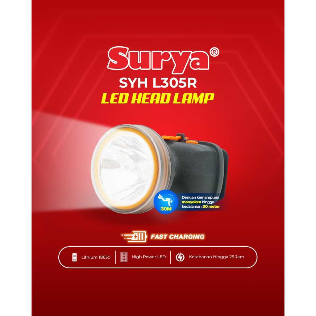 SURYA SENTER KEPALA SELAM SYH L305R 30W / SENTER KEPALA SURYA SELAM SUBMARINE SYHL305R 30Watt