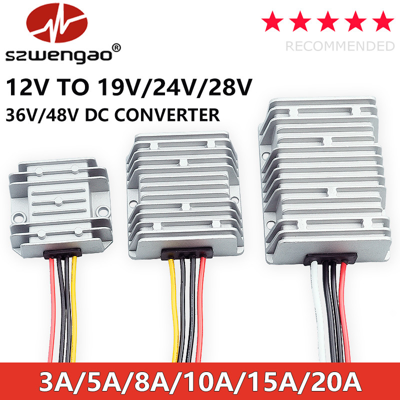 Konverter DC-DC Boost 12V ke 19V 24V 28V 36V 48V yang Andal 3A 5A 8A 10A 15A 20A Modul Pengatur Tega
