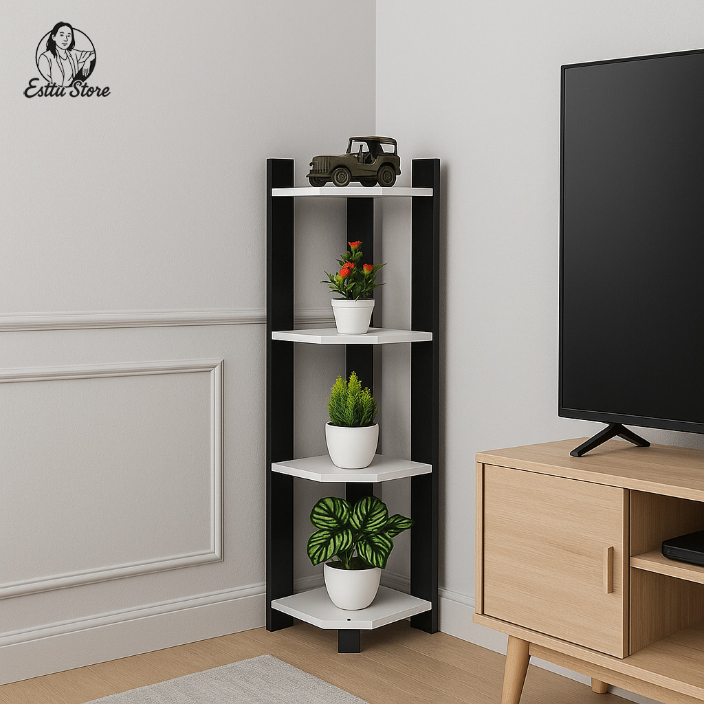 Rak Bunga Sudut 5 Susun/Rak Bunga Pojok Lantai/Rak Bunga Kayu Njowo Tbk