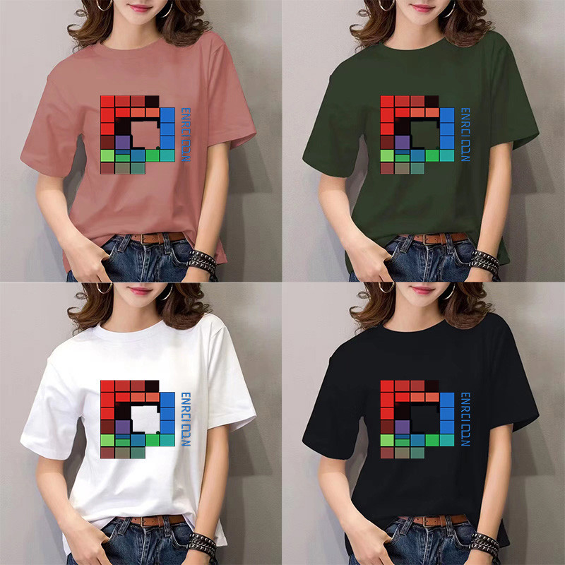 tshirt for woman Vibrant Pixelated Block T-Shirt