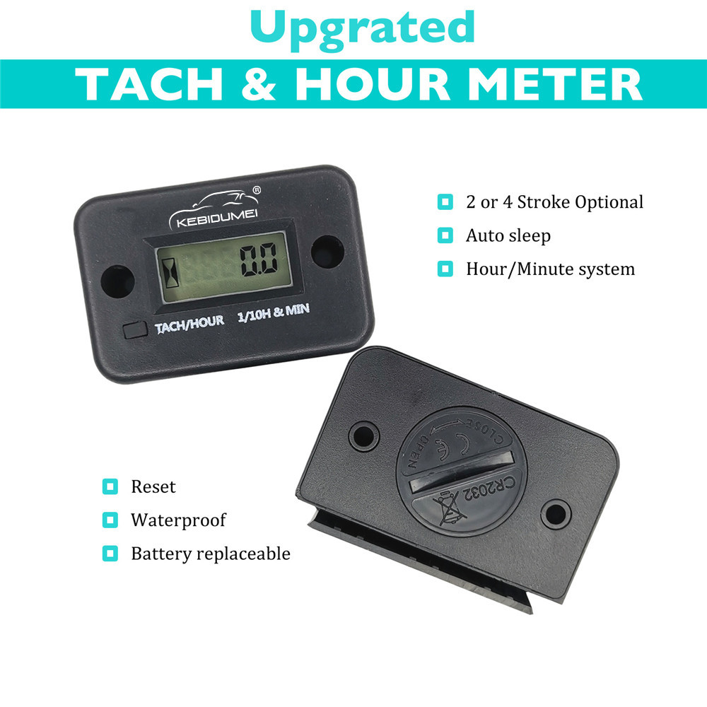 Upgrated gital Vibration Taometer Hour Meter Waterproof Engine Gauge LCD splay Reset Auto Sleep with