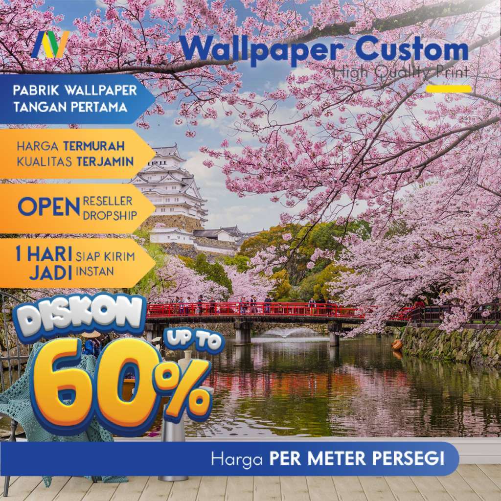 Wallpaper Dinding Custom Bunga Sakura Premium Ruang Tamu HD Tajam Bisa Custom Size Wallpaper Aesthet