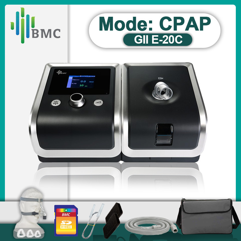 Mesin CPAP BMC E-20C untuk Penggunaan di Rumah, Perangkat Tekanan Tetap dengan Masker dan Humidifier
