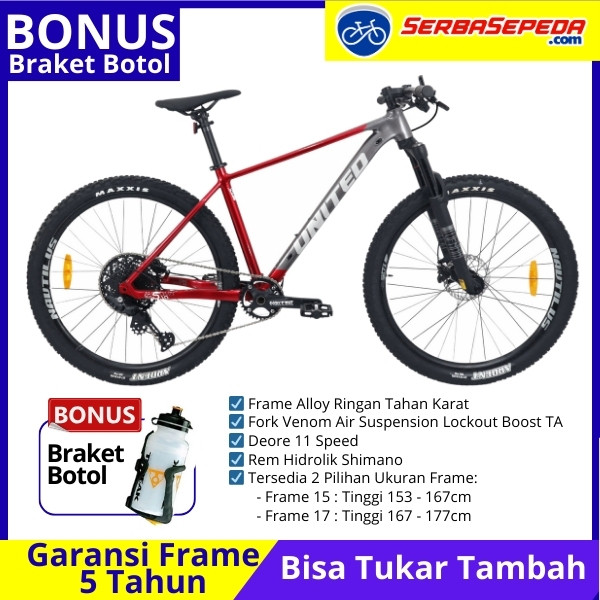 PROMO United Clovis 5.10 Sepeda Gunung 27.5 Inci | Sepeda MTB Murah 11 Speed Deore Fork Air Suspensi