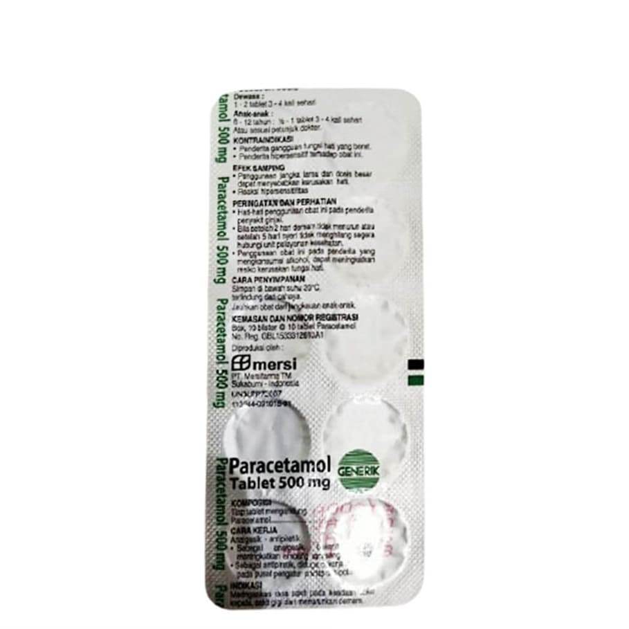PARACETAMOL GENERIK_005 500 MG 1 AMPLOP @ 1 BLISTER @ 10 TABLET