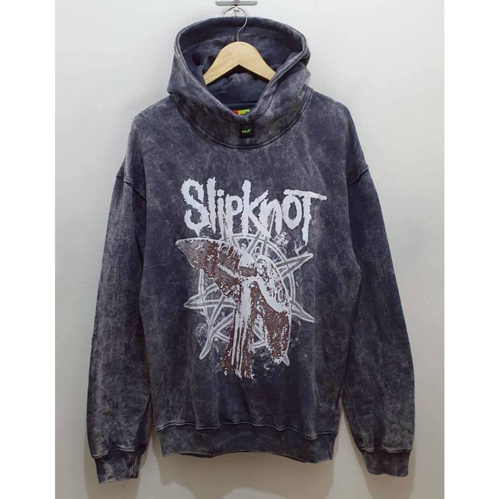 HOODIE SWEATER MUSIC SLIPKNOT PENTAGRAM ANGEL ACID WASH