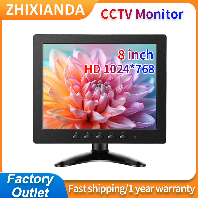 8 In 1024x768 TFT 4:3 Small LCD Plastic Shell Desktop Monitor Support HD VGA BNC AV Input for PC Mic