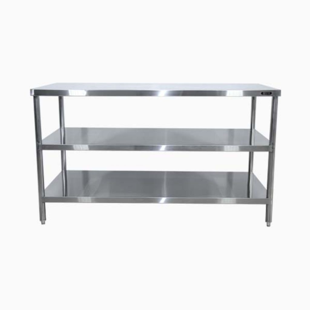 meja stainless steell/meja stainless dapur restoran coffe dapur Rak 3 susun