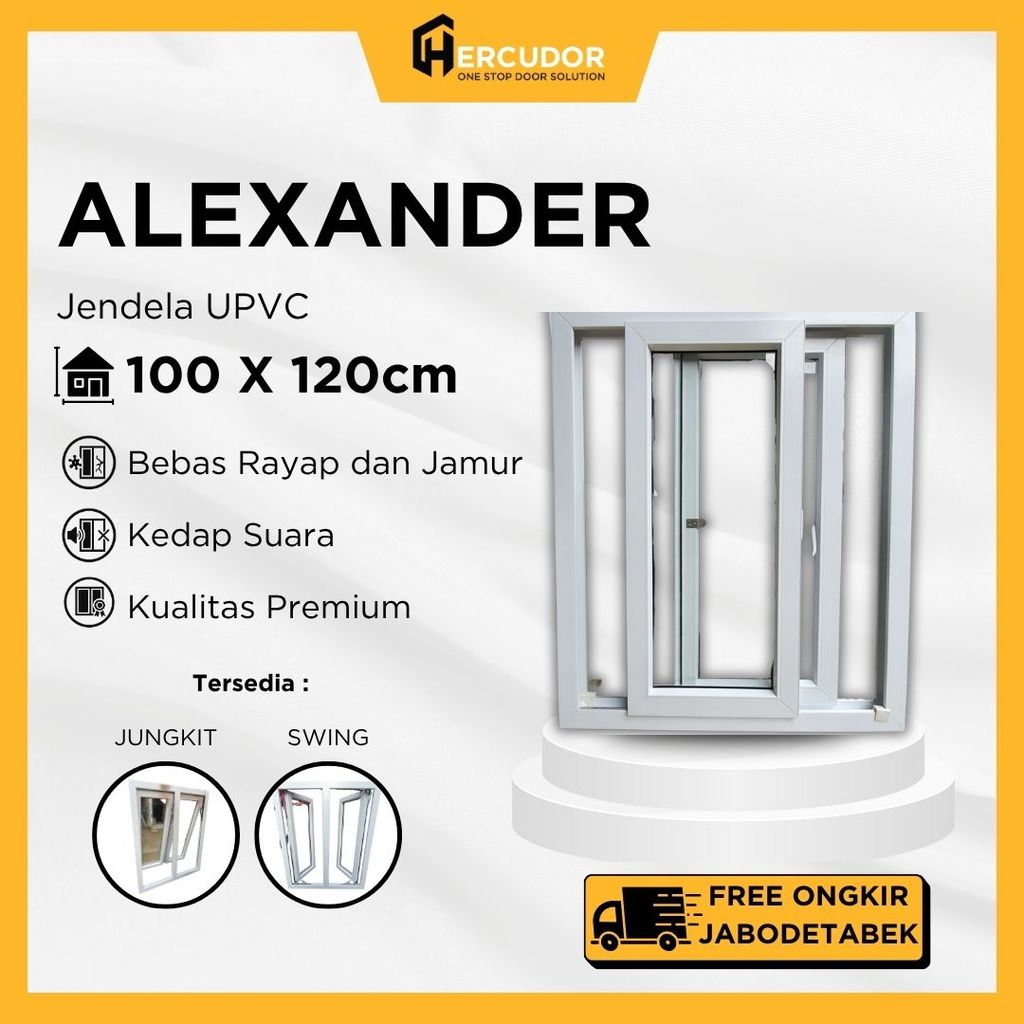 ALEXANDER WH - Jendela UPVC Premium Double Sliding 100x120 Alexander White
