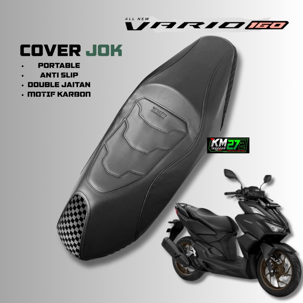 KM272 Sarung Jok Motor Vario 160 Bahan Tebal Mudah Dipasang | Cover Jok Portable Motor Vario 160