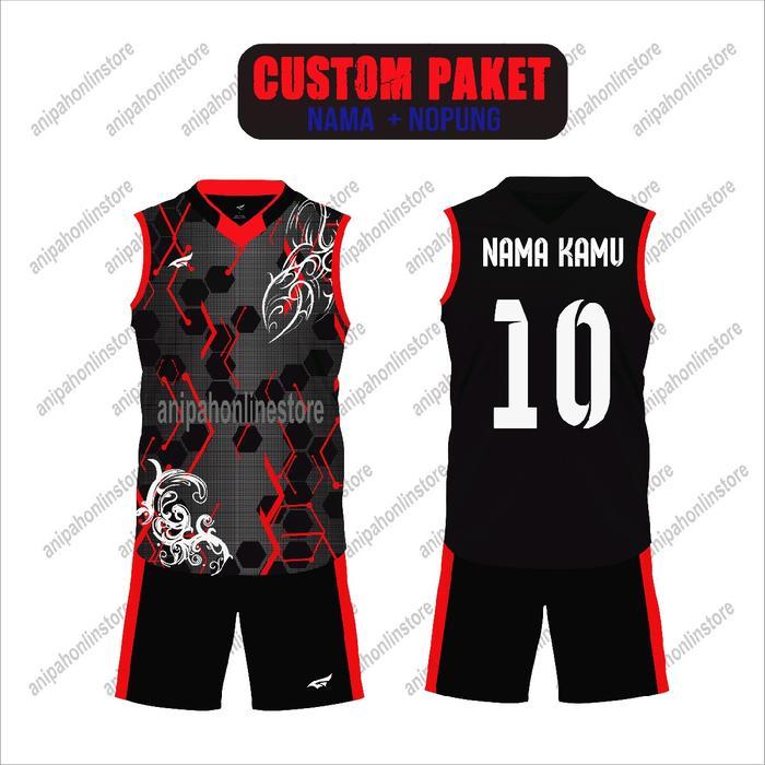 custom nama dan nomor punggung Baju Voli Pria/ Jersey Volly Singlet Terbaru Set Cowok Cewek Olahraga