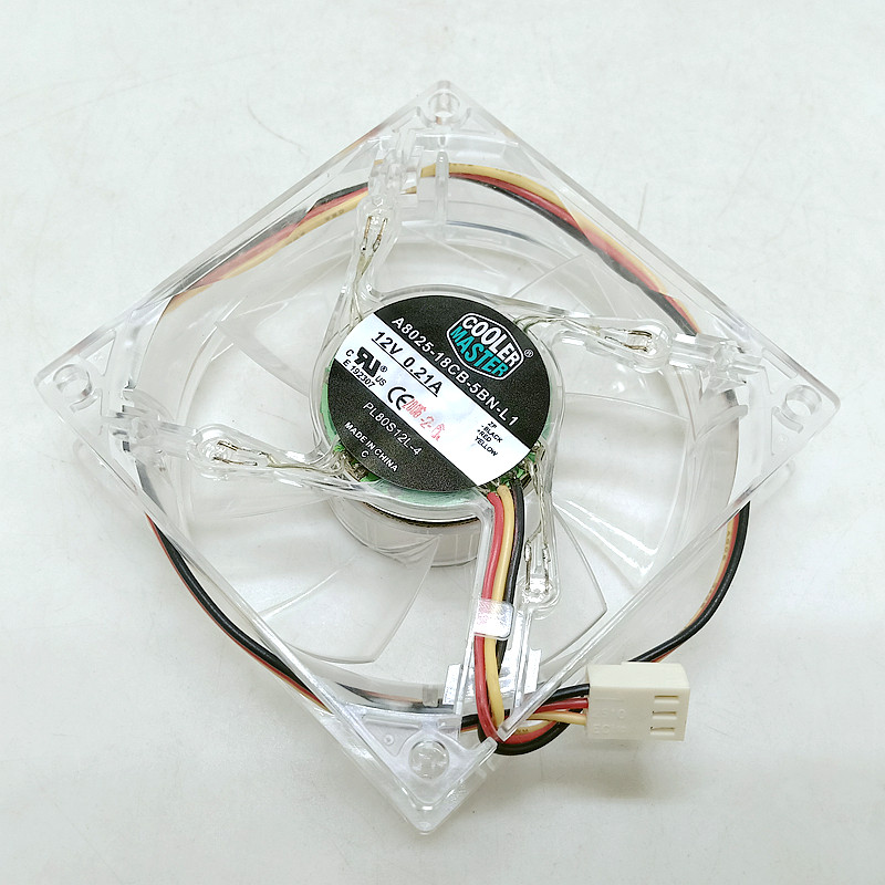 2PCS Original Cooler Master A8025-18CB-5BN-L1 8025 80MM 8cm Computer case CPU LED Cooling fan 12V  0