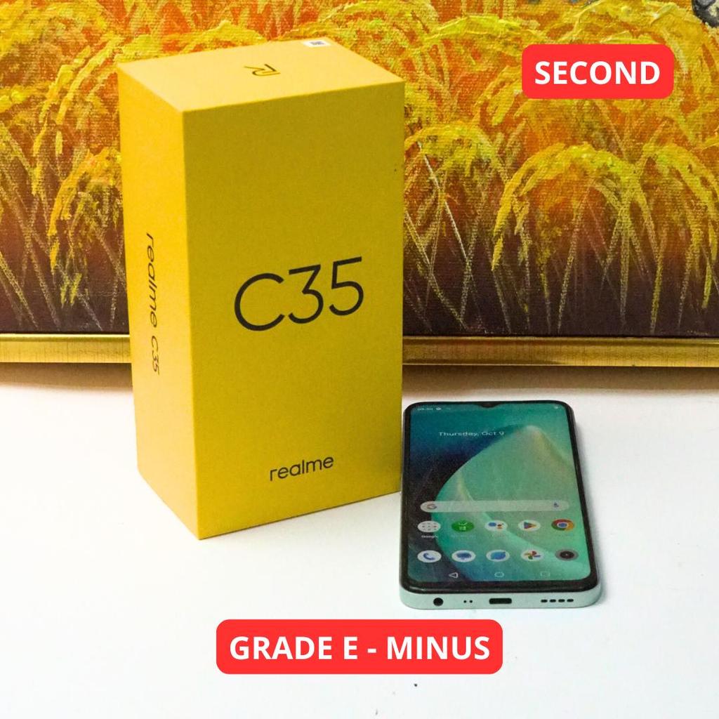 REALME C35 4/128 GB GRADE E - MINUS HP SECOND ORIGINAL SINAR MUTIARA CELL