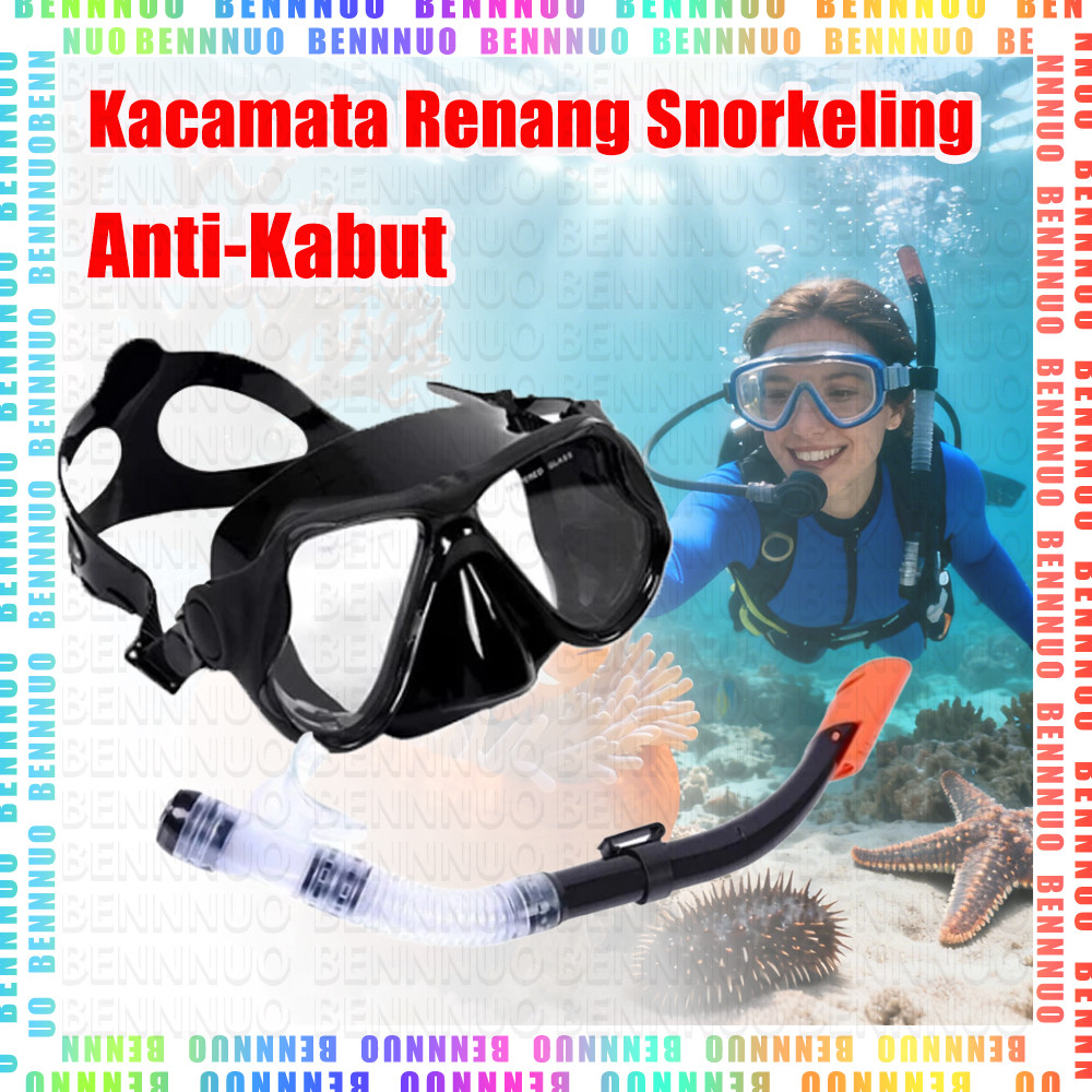 Kacamata Renang Snorkeling Set Kacamata Selam Diving Dan Snorkel HD Latihan Selam Snorkel Diving Sno