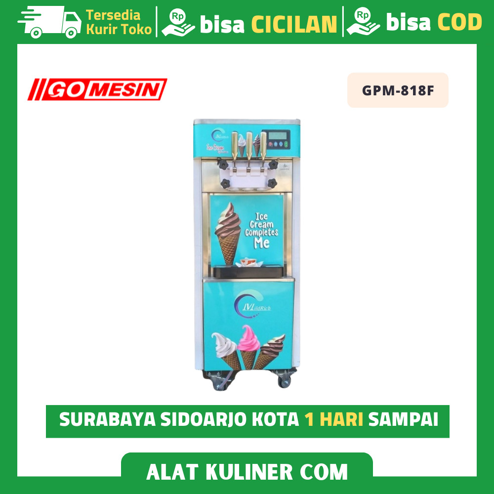 Mesin Es Krim Mesin Soft Ice Cream Pembuat Es Krim 3 Tuas Gomesin GPM-818F