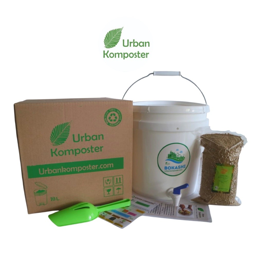 Urban Komposter Kit 10 Liter Putih | Anaerob Composter (Hampa Udara) | Bokashi Composter