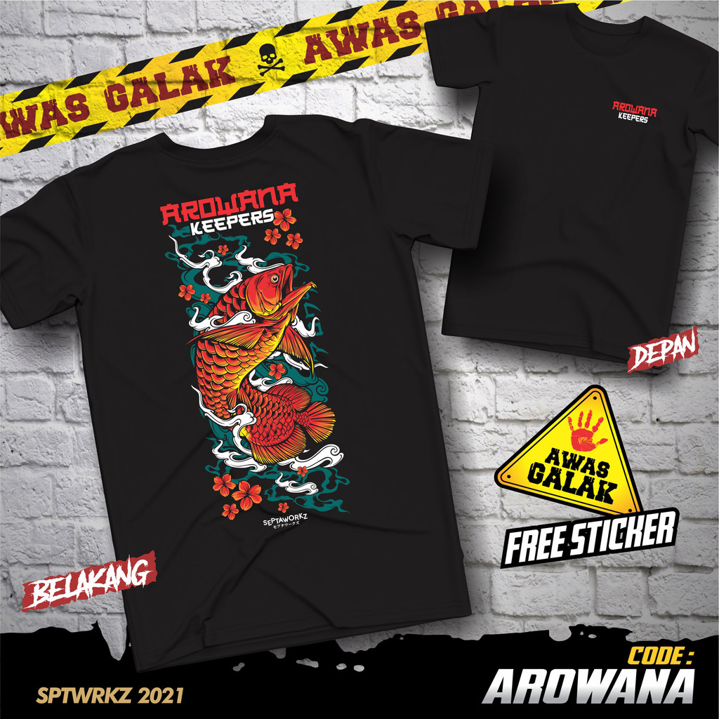 KAOS IKAN ARWANA/KAOS HOBI IKAN/KAOS MANCING/KAOS KOMUNITAS ARWANA/AROWANA KEEPER T-SHIRT 30S PREMIU