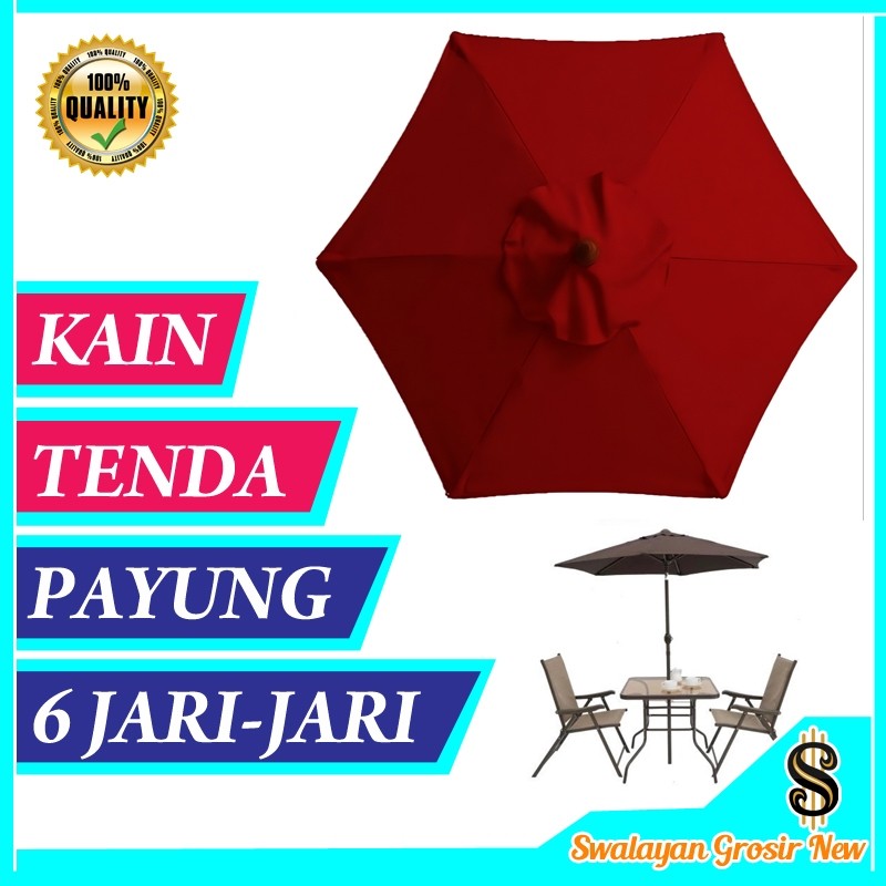 Kain Pengganti Tenda Payung Taman 6 Ruas Jari-Jari Hotel Pantai Waterproof Bisa untuk Ace Hardware