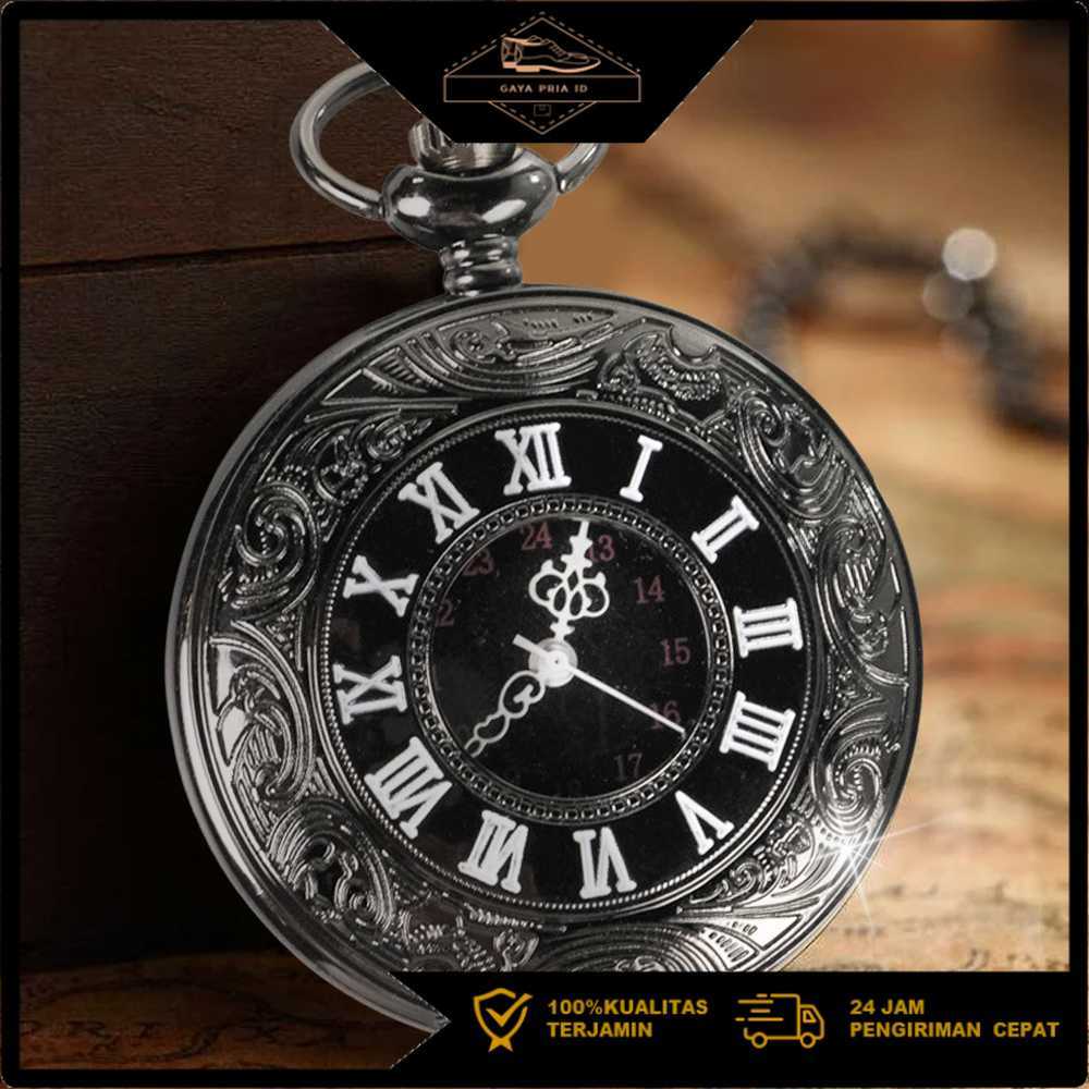 KAEVIL Jam Saku Antik Vintage Pocket Watch Quartz Necklace Pendant - K-B1 Harga Murah | Original | B