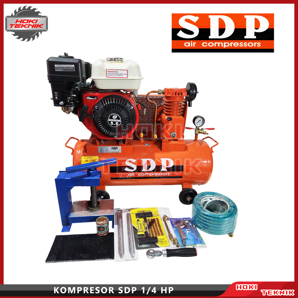 Paket Mesin Kompresor SDP 1/4 HP & Penggerak Bensin
