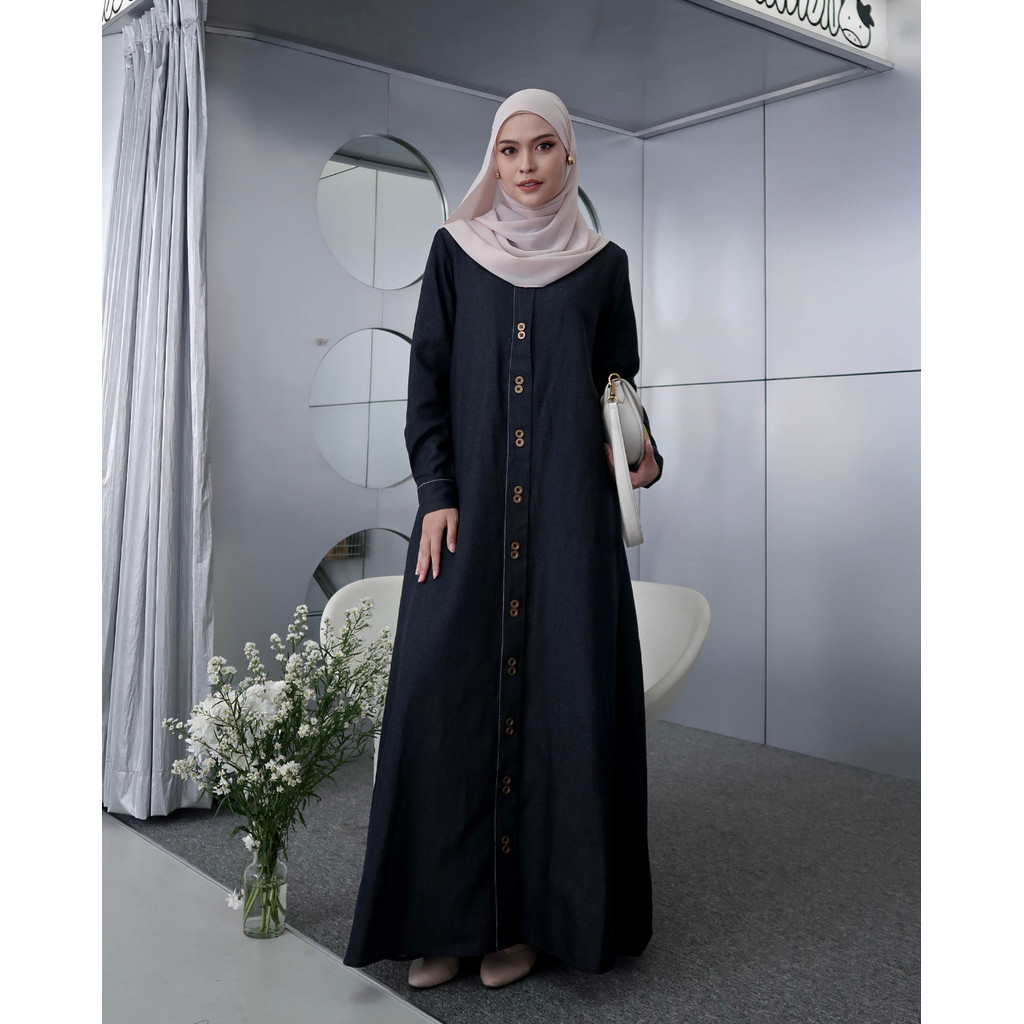 Evolvere - Hawwa Denim Dress Gamis Muslim Kekinikinian