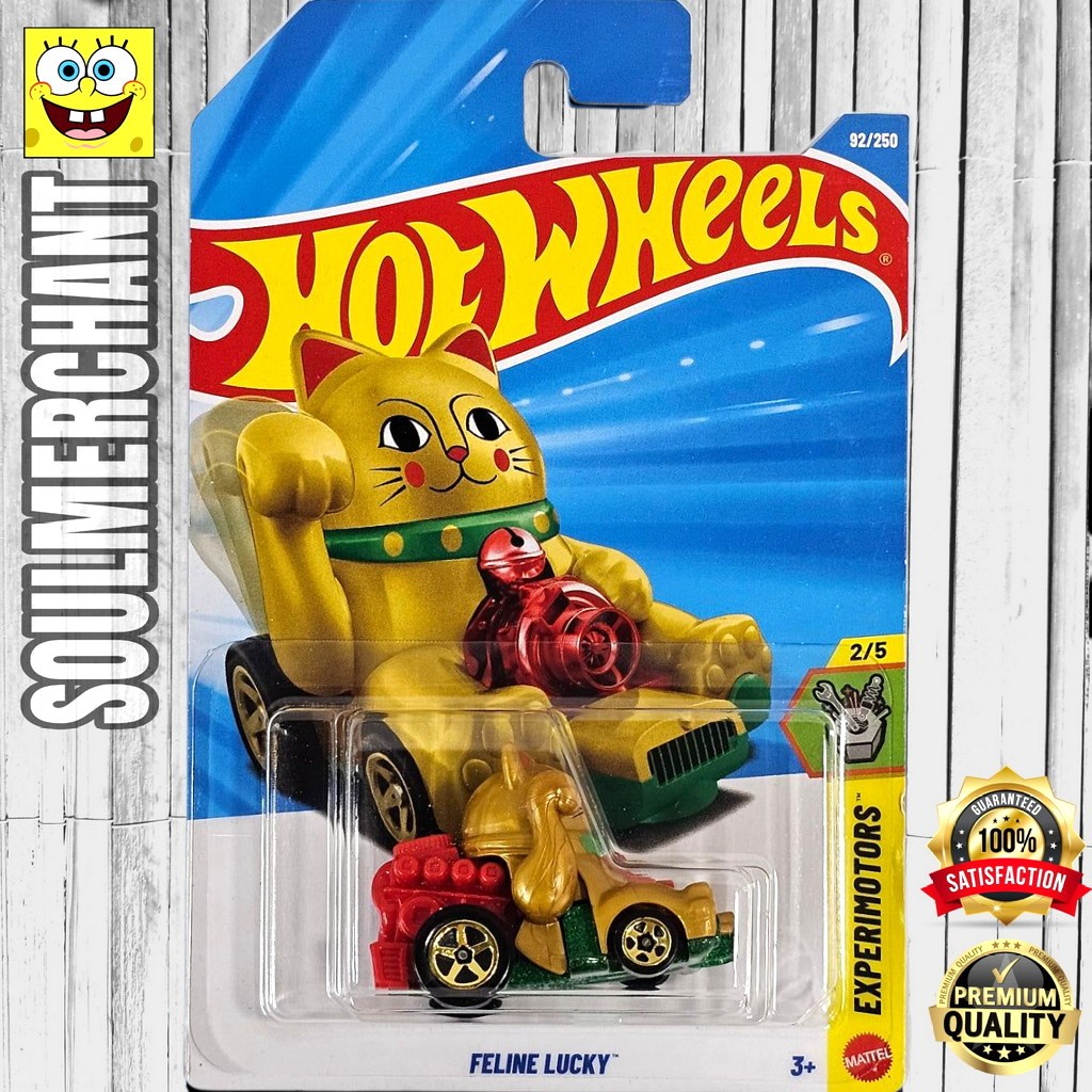 Hot Wheels Feline Lucky Emas Maneki Neko Diecast Mobil Kucing Pembawa Rejeki