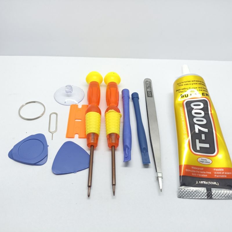 Obeng Service Hp Tools Kit Hp 10 In 1 + T7000 50 ML ISI HITAM Sepaket HP Opp Xiaomi Vivo Huawei Sams