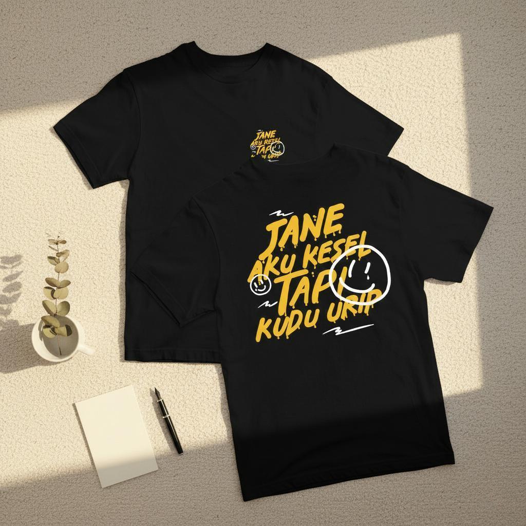 akdz.id Kaos Kata Kata "Jane Aku Kesel Tapi Kudu Urip" / baju kaos kata kata keren nyindir / kaos da