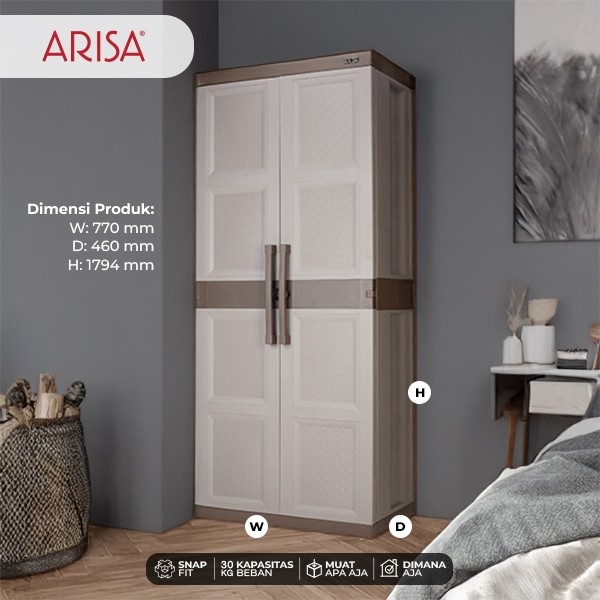 ARISA CA 402A / CA 402 (FREE GIFT) - LEMARI PLASTIK JUMBO MODERN GANTUNG GAMIS / LEMARI PAKAIAN 2 PI