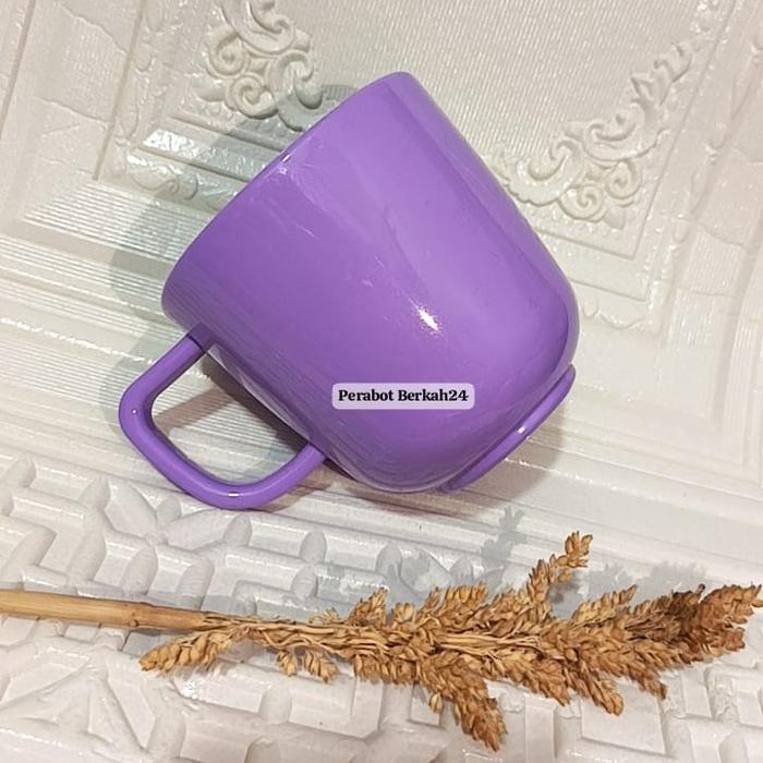 Promo Cangkir Melamin 135 Mug Cangkir Kopi Bahan Tebal Kuat Dan Tahan Panas - UNGU, 12 PCS